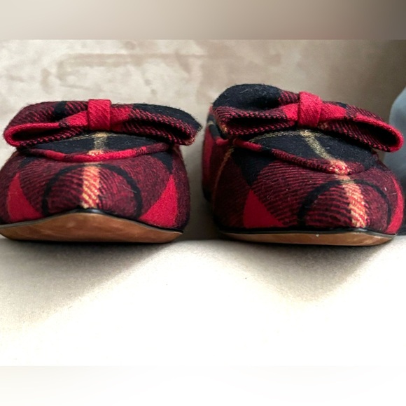 Authentic Polo By Ralph Lauren Tartan Plaid Bow Accented Wool Flats Size 6.5 - Picture 4 of 12